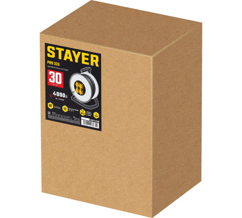 STAYER PRO-325, КГ, 3 х 2.5 мм2, 30 м, 4000 Вт, IP44, силовой удлинитель на стальной катушке (55076-30) купить  в Сочи