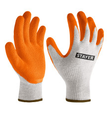 STAYER ULTRA, L-XL, х/б перчатки с рельефным латексным покрытием, противоскользящие (11403-XL)