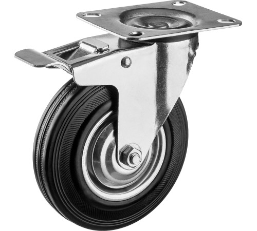 ЗУБР d 100 мм, г/п 70 кг, игольчатый подшипник, резина/металл, поворотное колесо c тормозом, Профессионал (30936-100-B) купить  в Сочи