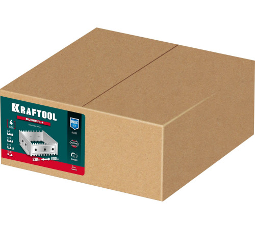 KRAFTOOL BUNKER-4 зуб 8, 10, 12 мм, полукруг 10х20 мм, нерж. сталь, Раздвижная гребенка для плитки (08081) купить  в Сочи