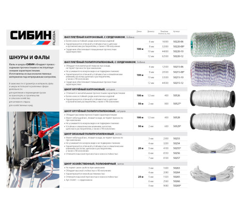 СИБИН 5 мм, 25 м, хозяйственный, полиэфирный шнур (50265) купить  в Сочи