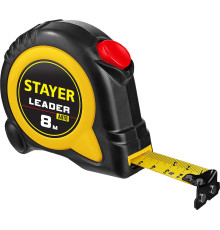 STAYER Leader, 8 м х 25 мм, рулетка с автостопом, Professional (3402-08-25)