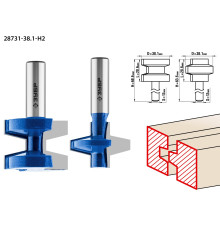 ЗУБР 38.1 x 28.6 мм, хвостовик 12 мм, набор фрез пазо-шиповых, Профессионал (28731-38.1-H2)