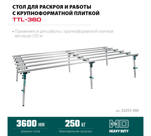 KRAFTOOL TTL-360 360х150х70 см, макс 250 кг, стол для работ с крупноформатными листовыми материалами (33253-360) купить  в Сочи
