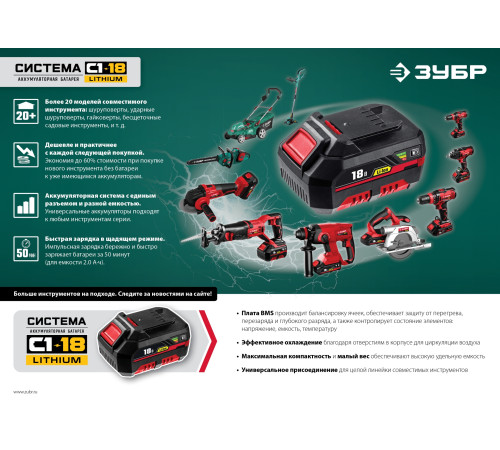 ЗУБР 10 л, 1 АКБ 4 А·ч, аккумуляторный опрыскиватель (ОПЛ-10-41) купить  в Сочи