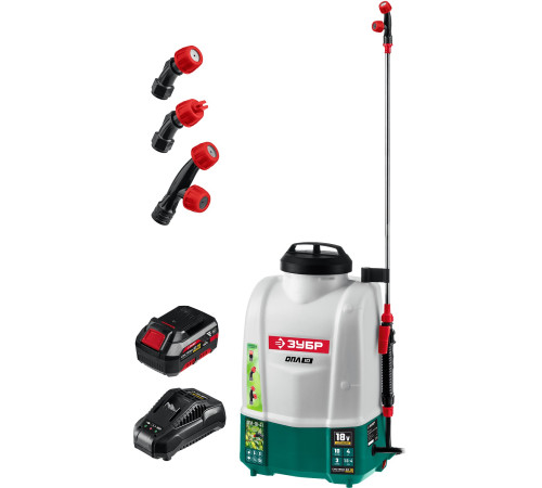 ЗУБР 10 л, 1 АКБ 4 А·ч, аккумуляторный опрыскиватель (ОПЛ-10-41) купить  в Сочи