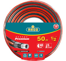 RACO PREMIUM, 1/2″, 50 м, 40 атм, пятислойный, усиленный двумя слоями армирования, поливочный шланг (40300-1/2-50)