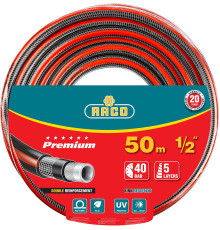 RACO PREMIUM, 1/2″, 50 м, 40 атм, пятислойный, усиленный двумя слоями армирования, поливочный шланг (40300-1/2-50) RACO PREMIUM, 1/2″, 50 м, 40 атм, пятислойный, усиленный двумя слоями армирования, поливочный шланг (40300-1/2-50)