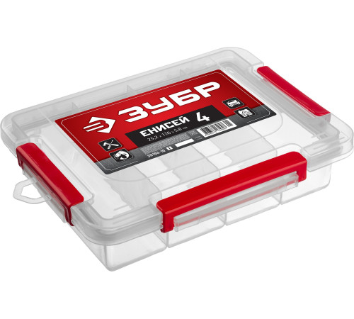 ЗУБР ЕНИСЕЙ-4, 252 х 176 х 58 мм, (10″), пластиковый органайзер с 4 ячейками (38193-10) купить  в Сочи