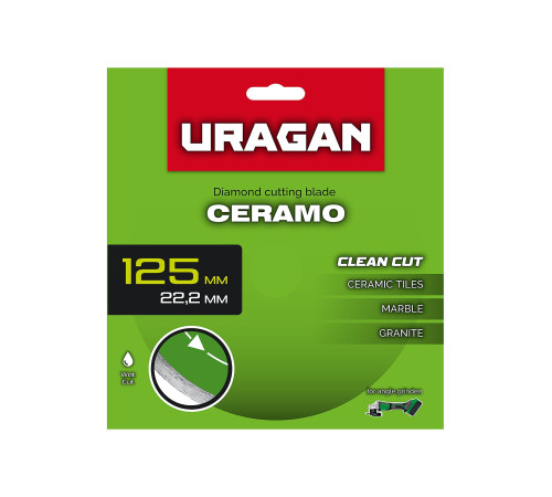 URAGAN CERAMO 125 мм, диск алмазный отрезной сплошной (36707-125) купить в Сочи URAGAN CERAMO 125 мм, диск алмазный отрезной сплошной (36707-125) купить в Сочи