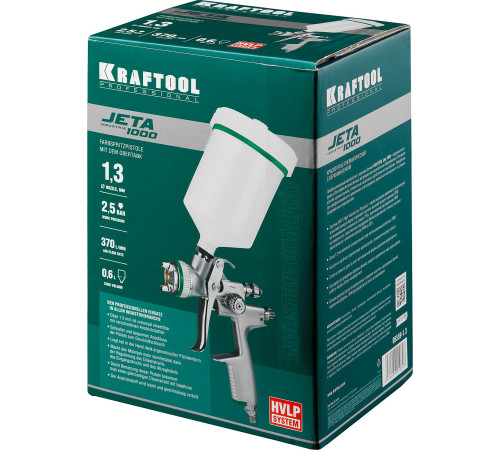 KRAFTOOL JETA 1000, HVLP, 1.3 мм, пневматический краскопульт с верхним бачком (06559-1.3) купить в Сочи KRAFTOOL JETA 1000, HVLP, 1.3 мм, пневматический краскопульт с верхним бачком (06559-1.3) купить в Сочи