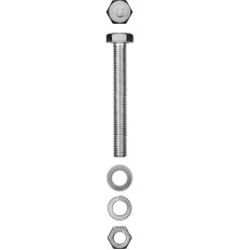 ЗУБР DIN 933, M10 х 70 мм, цинк, 2 шт, болт с гайкой и шайбами (303436-10-070)