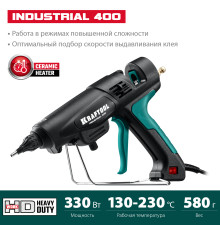 KRAFTOOL Industrial 400, d 11 - 12 мм, 50 г/мин, 130 - 230°C, электрический термоклеевой пистолет (06843-300-12)