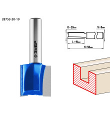 ЗУБР 20 x 19 мм, хвостовик 8 мм, фреза пазовая прямая, Профессионал (28753-20-19)