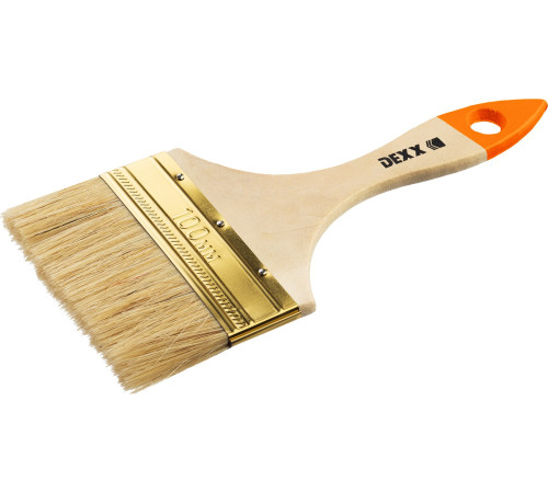 DEXX 100 мм, 4″, натуральная щетина, деревянная ручка, флейцевая, все виды ЛКМ, плоская кисть (0100-100) купить  в Сочи