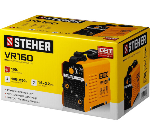 STEHER ММА, 160 А, сварочный аппарат инверторный, макс. электрод Ø 3.2 мм (VR-160) купить в Сочи STEHER ММА, 160 А, сварочный аппарат инверторный, макс. электрод Ø 3.2 мм (VR-160) купить в Сочи