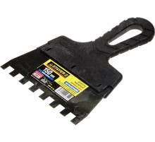 STAYER PROFlat, 150 мм, зуб 10 х 10 мм, пластиковая ручка, зубчатый, нержавеющий фасадный шпатель, Professional (1009-15-10)