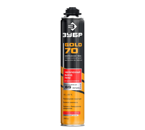 ЗУБР GOLD PRO 65, 850 мл, мелкопористая, c выходом до 65 л, пистолетная, монтажная пена (41157) купить в Сочи ЗУБР GOLD PRO 65, 850 мл, мелкопористая, c выходом до 65 л, пистолетная, монтажная пена (41157) купить в Сочи