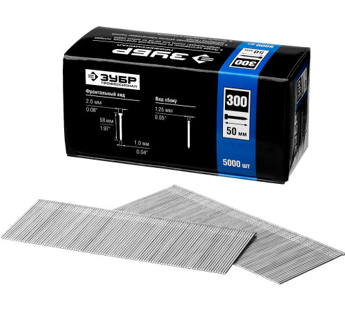 ЗУБР тип 18GA (47/300/F) 50 мм, 5000 шт, гвозди для нейлера, Профессионал (31830-50) купить  в Сочи