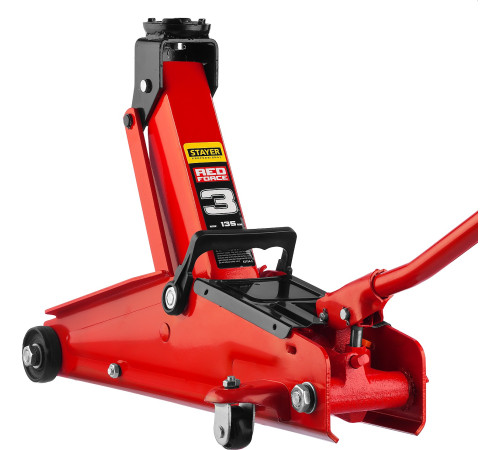 STAYER R-33 RED FORCE, 3 т, 135 - 400 мм, подкатной домкрат с увеличенным подъемом, Professional (43154-3) купить в Сочи STAYER R-33 RED FORCE, 3 т, 135 - 400 мм, подкатной домкрат с увеличенным подъемом, Professional (43154-3) купить в Сочи
