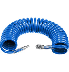 ЗУБР 10 м, 6 х 8 мм, 15 бар, воздушный спиральный шланг с фитингами рапид, Профессионал (6473-10)