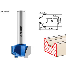 ЗУБР 19 x 11 мм, радиус 3.2 мм, фреза пазовая фасонная №1, Профессионал (28740-19)