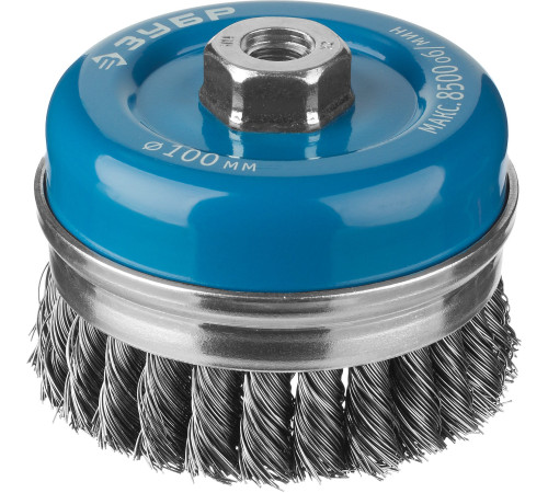 ЗУБР 100 мм, жгутированная стальная проволока 0.5 мм, усиленная чашечная щетка-крацовка для УШМ, Профессионал (3527-100) купить  в Сочи