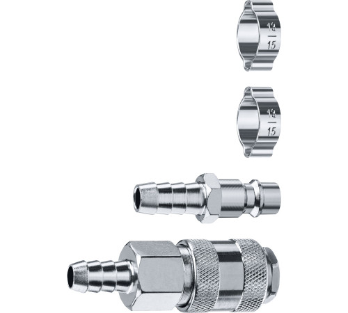 ЗУБР (штуцер ″елочка″, 10 мм - рапид муфта) + (рапид штуцер-штуцер ″елочка″, 10 мм) + (обжимные хомуты 2 шт), набор, Профессионал (64920-10-H) купить  в Сочи
