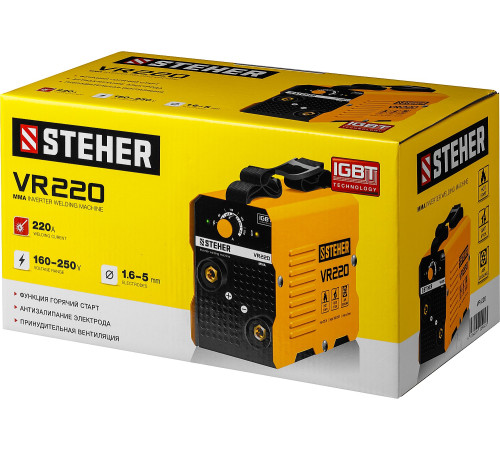 STEHER ММА, 220 А, сварочный аппарат инверторный, макс. электрод Ø 5.0 мм (VR-220) купить в Сочи STEHER ММА, 220 А, сварочный аппарат инверторный, макс. электрод Ø 5.0 мм (VR-220) купить в Сочи