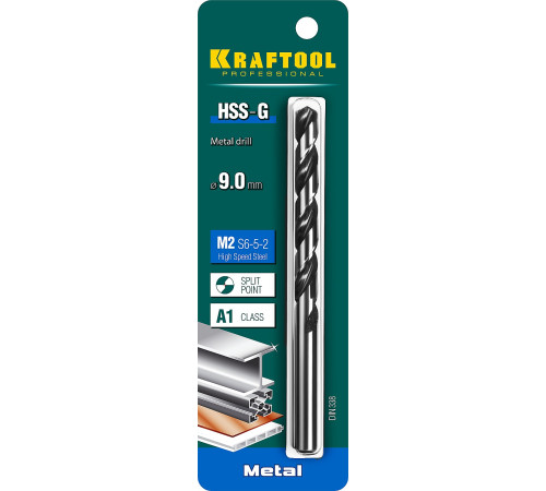 KRAFTOOL HSS-G, 9.0 х 125 мм, сталь P6M5, сверло по металлу (29651-9) купить в Сочи KRAFTOOL HSS-G, 9.0 х 125 мм, сталь P6M5, сверло по металлу (29651-9) купить в Сочи