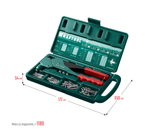 KRAFTOOL RX-7, 360°, 2.4 - 4.8 мм, литой поворотный заклепочник в кейсе (31176-H6) купить  в Сочи