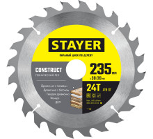 STAYER Construct, 235 x 30/20 мм, 24Т, технический рез, пильный диск по дереву (3683-235-30-24)