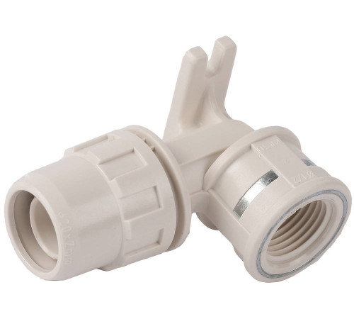 ЗУБР ШиреФит, штуцер с гайкой внутренняя резьба 16 мм - 1/2″, угловая муфта с креплением (51468-16-1/2) купить  в Сочи