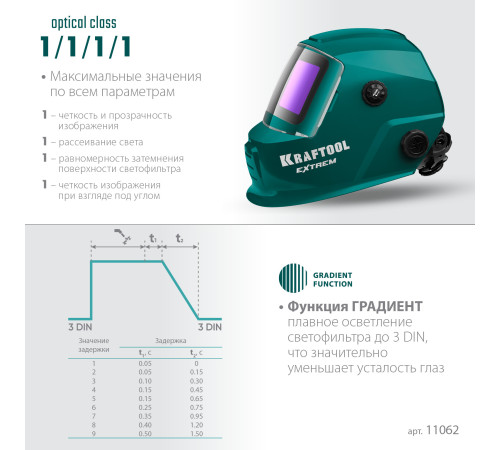 KRAFTOOL EXTREM хамелеон, затемнение 3/4-8/9-13, маска сварщика (11062) купить  в Сочи