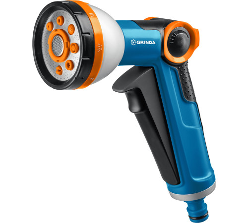 GRINDA X-8, с регулятором напора, 8 режимов, курок спереди, двухкомпонентный, поливочный пистолет, PROLine (8-427145) купить  в Сочи