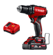 ЗУБР 20 В, 65 Н·м, 1 АКБ LMS (2 А·ч), бесщеточная дрель-шуруповерт (ДБ-65-21)
