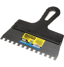 STAYER PROFlat, 200 мм, зуб 8 х 8 мм, пластиковая ручка, зубчатый, нержавеющий фасадный шпатель, Professional (1009-20-08)