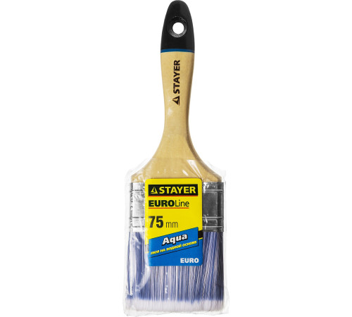 STAYER AQUA, 75 мм, 3″, искусственная щетина, деревянная ручка для воднодисперсионных и акриловых ЛКМ, плоская кисть (01062-075) купить в Сочи STAYER AQUA, 75 мм, 3″, искусственная щетина, деревянная ручка для воднодисперсионных и акриловых ЛКМ, плоская кисть (01062-075) купить в Сочи