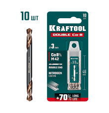 KRAFTOOL DOUBLE Сo-8 3.0х46мм, Сверло двухстороннее по металлу, сталь M42(+8%Co), класс А (29654-3.0-10)