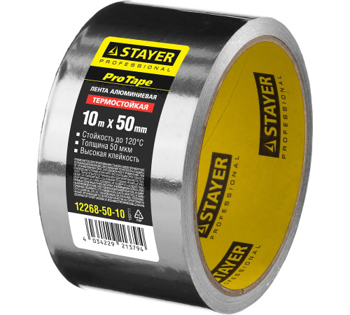 STAYER ProTape, 50 мм, 10 м, до 120 °С, самоклеящаяся алюминиевая лента, Professional (12268-50-10) купить в Сочи STAYER ProTape, 50 мм, 10 м, до 120 °С, самоклеящаяся алюминиевая лента, Professional (12268-50-10) купить в Сочи