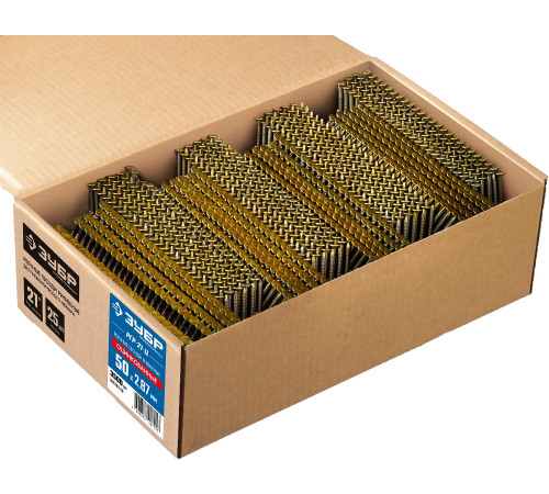 ЗУБР SN21 50 х 2.87 мм, реечные гвозди рифленые оцинкованные, 3500 шт (305393-50) купить  в Сочи