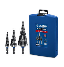 ЗУБР BLACK FORCE 3 шт., 4-32мм, винтовая проточка, набор ступенчатых сверл, ПРОФЕССИОНАЛ (29671-4-32-H3)