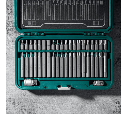 KRAFTOOL THS-42, 42 шт (HEX, TX, SPLINE) хвостовик 10 мм под квадрат 1/2″ набор специальных бит (26554) купить  в Сочи