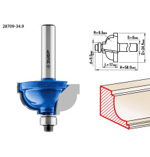 ЗУБР 34.9 x 19 мм, радиус 9.5 мм, фреза кромочная калевочная №7, Профессионал (28709-34.9)