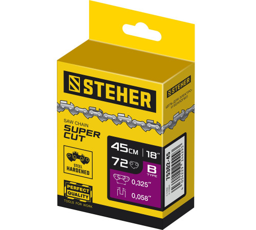 STEHER type B, шаг 0.325″, паз 1.5 мм, 72 звена, цепь для бензопил (75302-45) купить в Сочи STEHER type B, шаг 0.325″, паз 1.5 мм, 72 звена, цепь для бензопил (75302-45) купить в Сочи