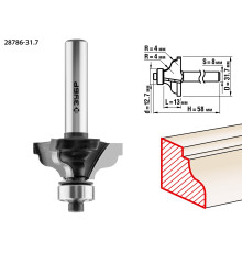 ЗУБР 31.7 x 13 мм, радиус 4 мм, фреза кромочная калевочная №3, Профессионал (28786-31.7)