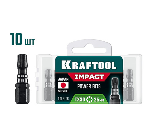 KRAFTOOL Impact TX 30, 25 мм, 10 шт, ударные биты (26195-30-25-S10) купить  в Сочи