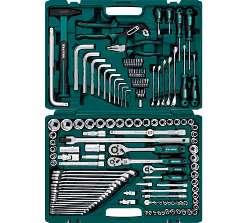 KRAFTOOL EXTREM-142, 142 предм., (1/2″+3/8″+1/4″), универсальный набор инструмента (27889-H142) купить  в Сочи