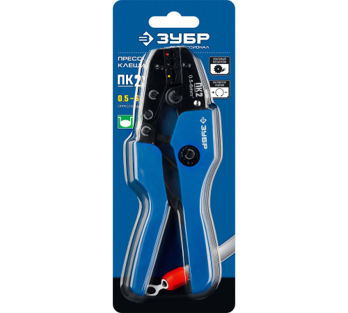 ЗУБР ПК-2, 0.5 - 6 мм2, пресс-клещи для изолированных наконечников и соединительных муфт, Профессионал(45456-2) купить  в Сочи