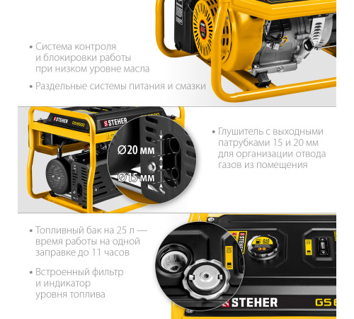STEHER 5500 Вт, бензиновый генератор (GS-6500) купить в Сочи STEHER 5500 Вт, бензиновый генератор (GS-6500) купить в Сочи